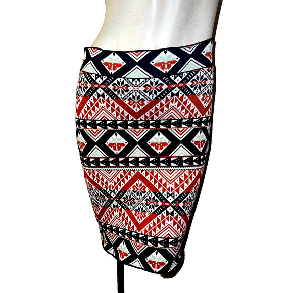 BCBG Maxazria Women's Size M Red Green Blue STARR Bandage Bodycon Skirt - Picture 1 of 5